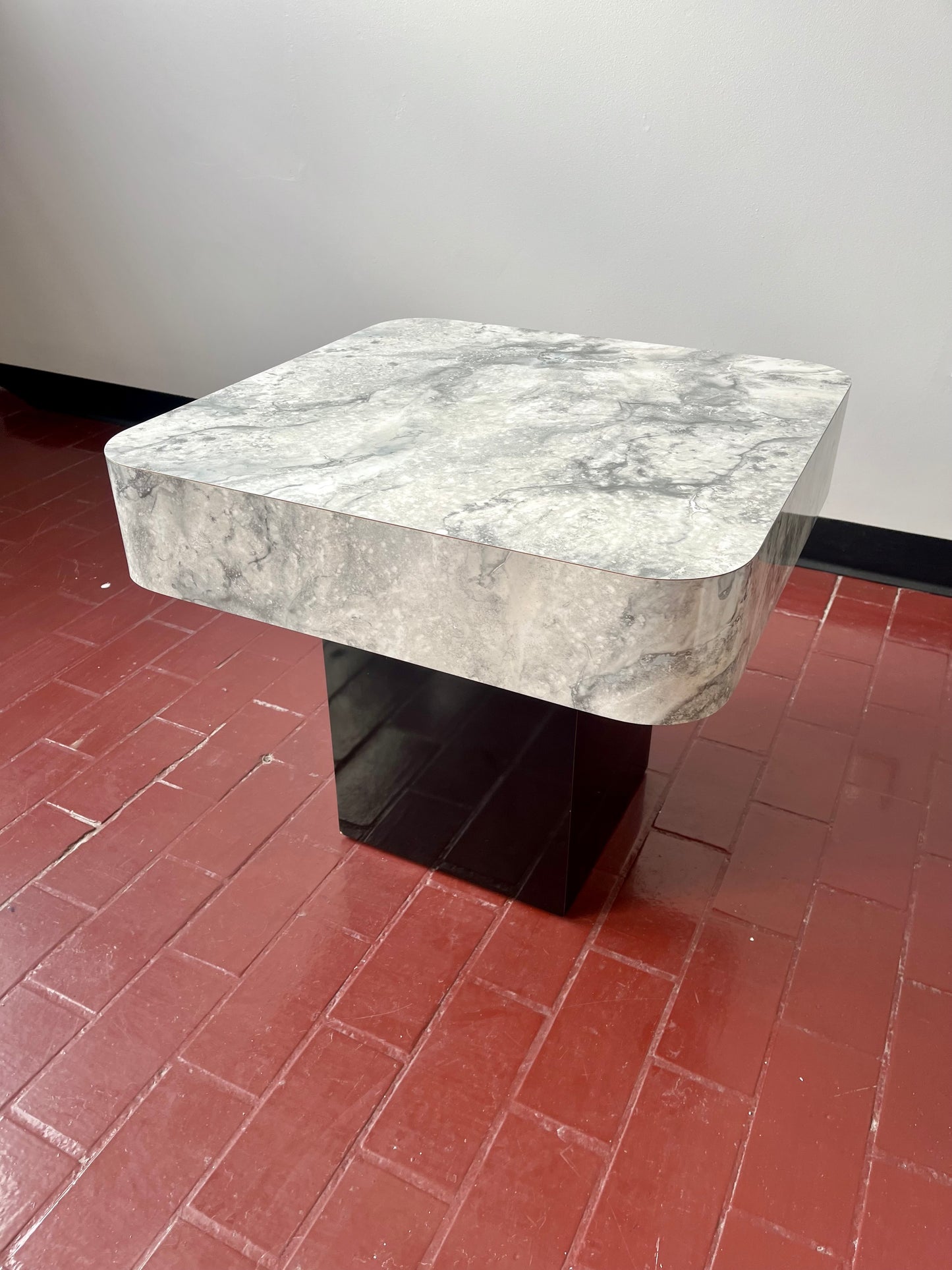 Postmodern Faux Marble Laminate End Tables