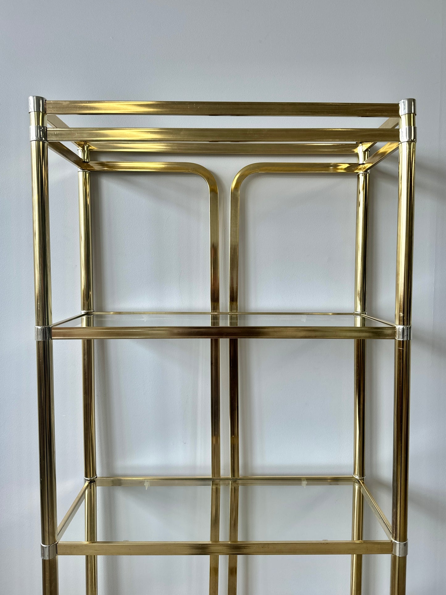 Vintage 80s Deco Style Brass Etagere