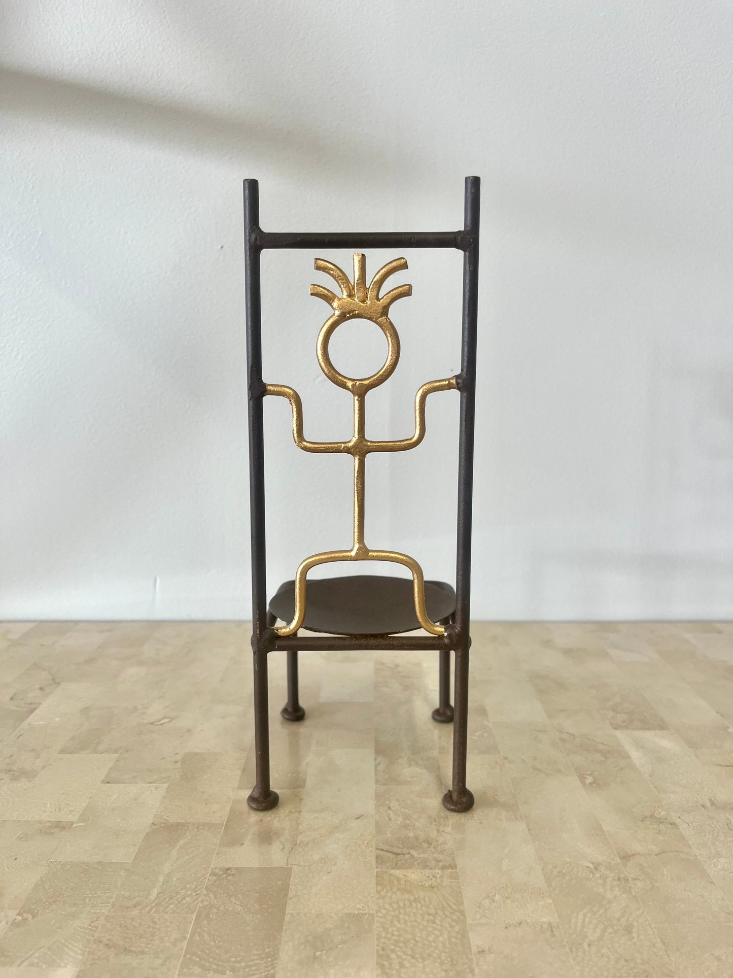 Postmodern Laurids Lonborg Style Iron Chair Candle Holder