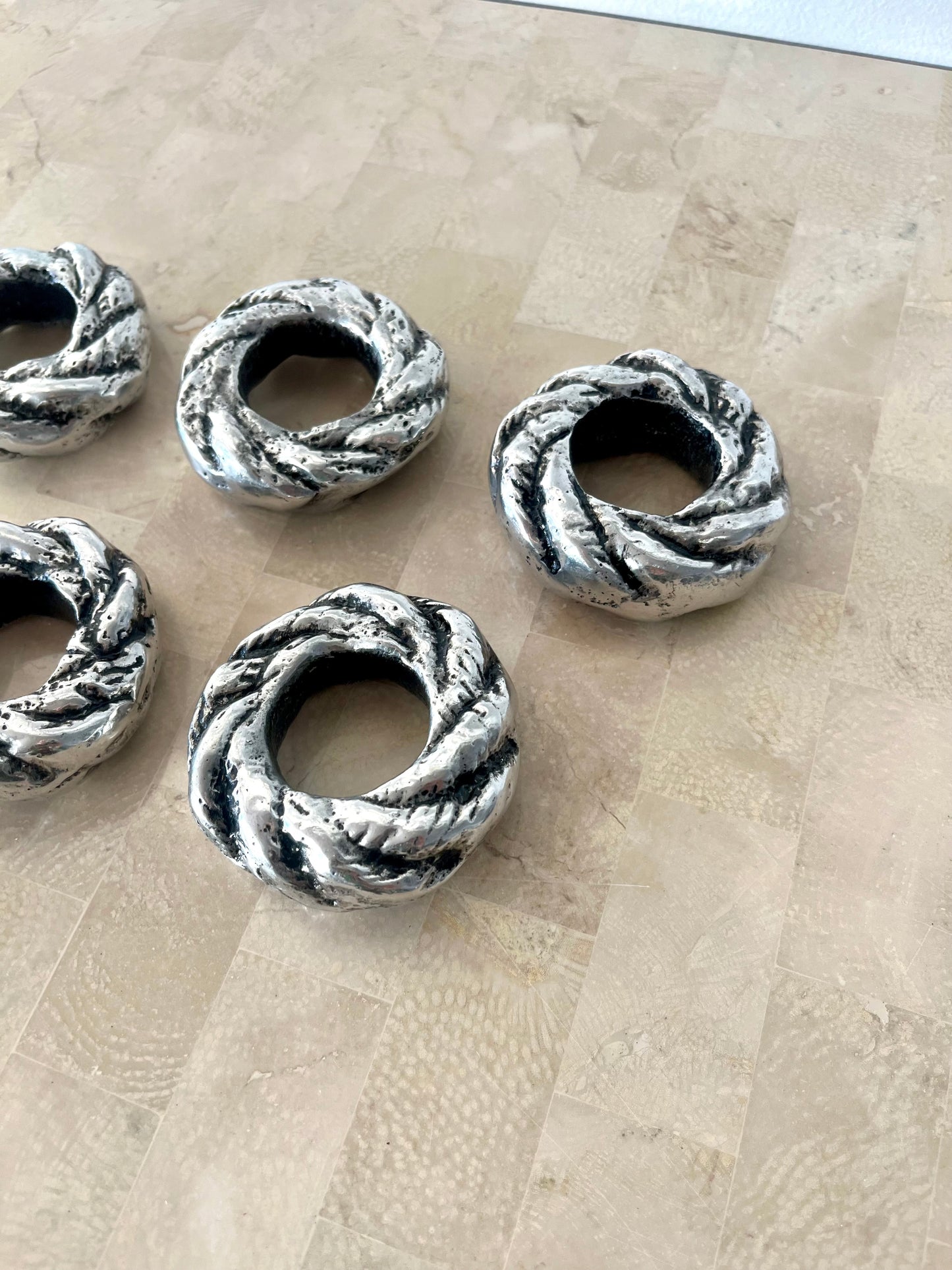 Vintage Twisted Rope Metal Napkin Rings