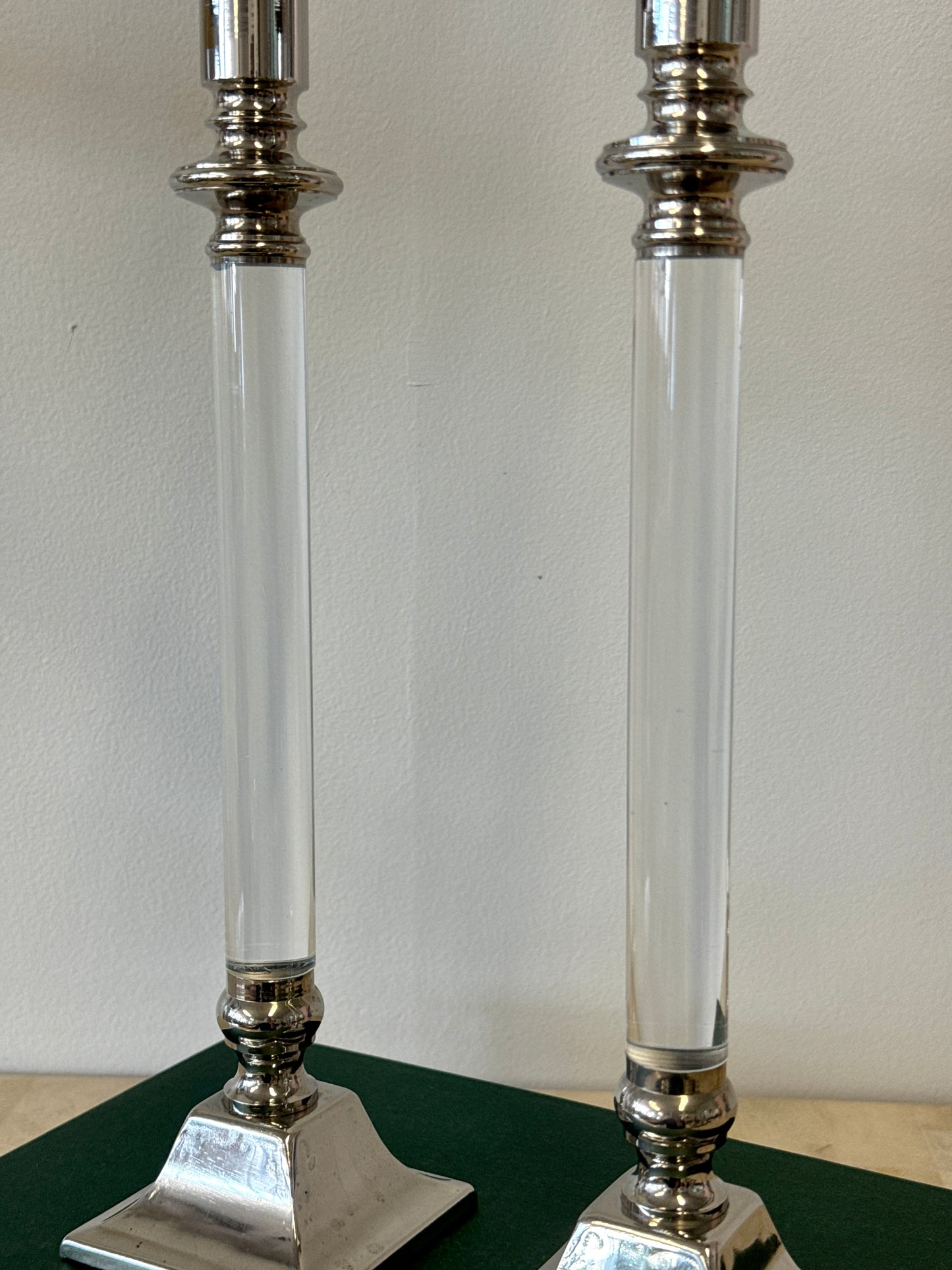 Vintage Lucite & Silverplate Candlesticks