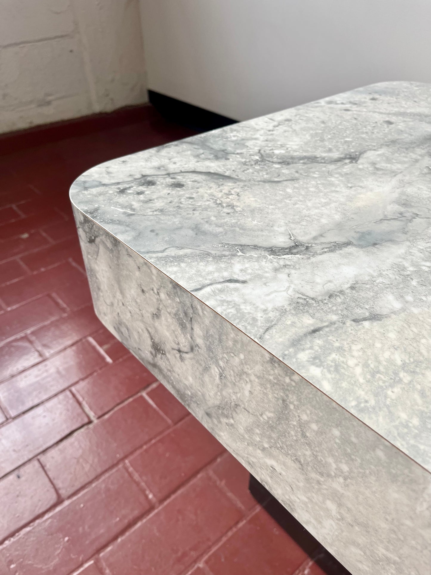 Postmodern Faux Marble Laminate End Tables