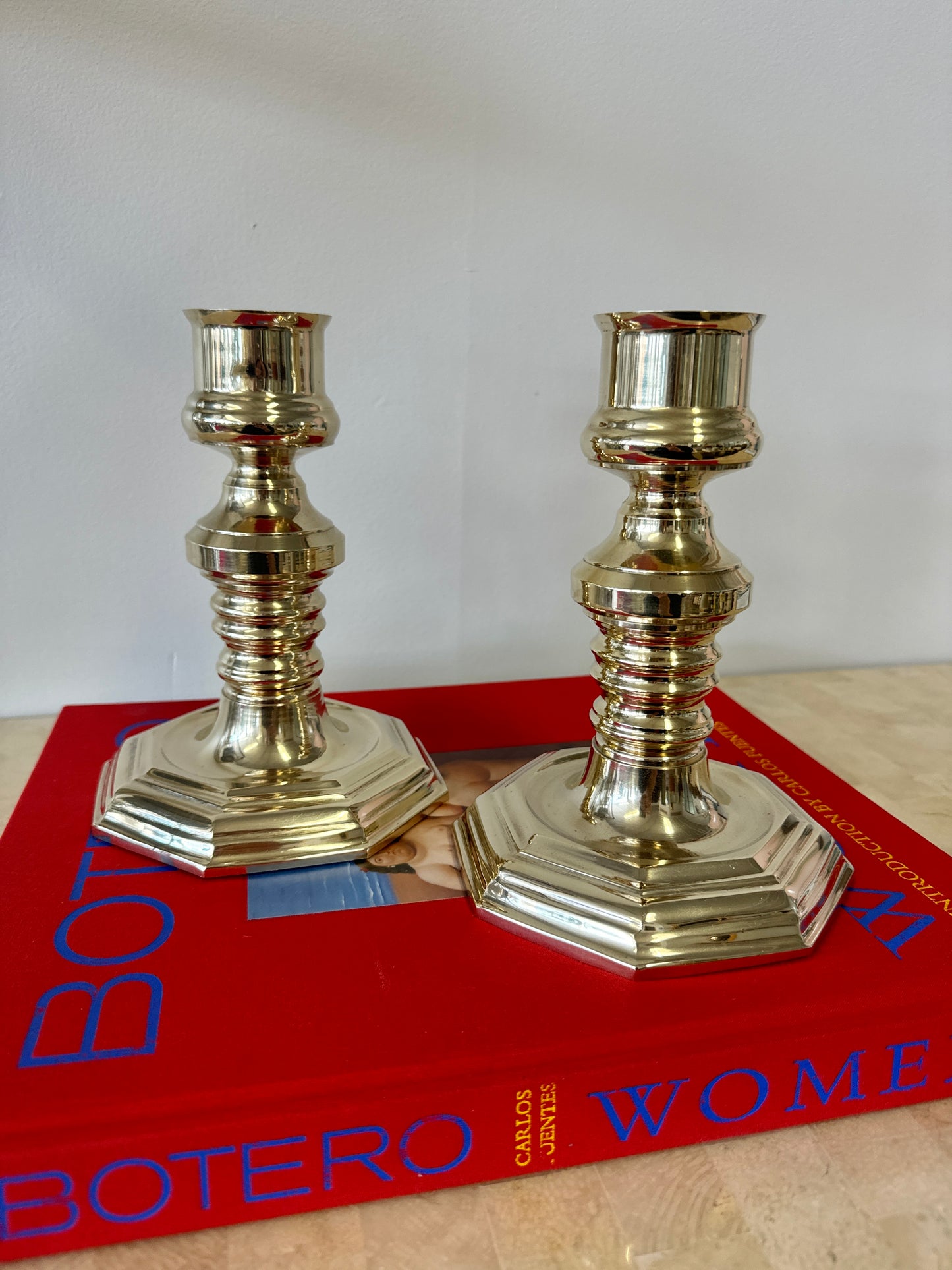 Vintage Chunky Brass Candlesticks