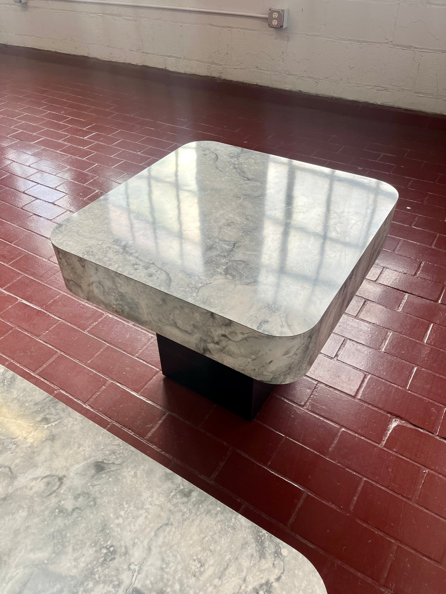 Postmodern Faux Marble Laminate End Tables