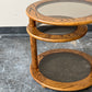 Postmodern Oak and Smoked Glass Swivel Side Table