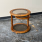 Postmodern Oak and Smoked Glass Swivel Side Table