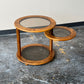 Postmodern Oak and Smoked Glass Swivel Side Table