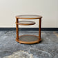Postmodern Oak and Smoked Glass Swivel Side Table