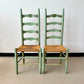 Vintage Handpainted Ladderback Chairs with Rush Seats