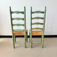 Vintage Handpainted Ladderback Chairs with Rush Seats