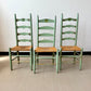 Vintage Handpainted Ladderback Chairs with Rush Seats