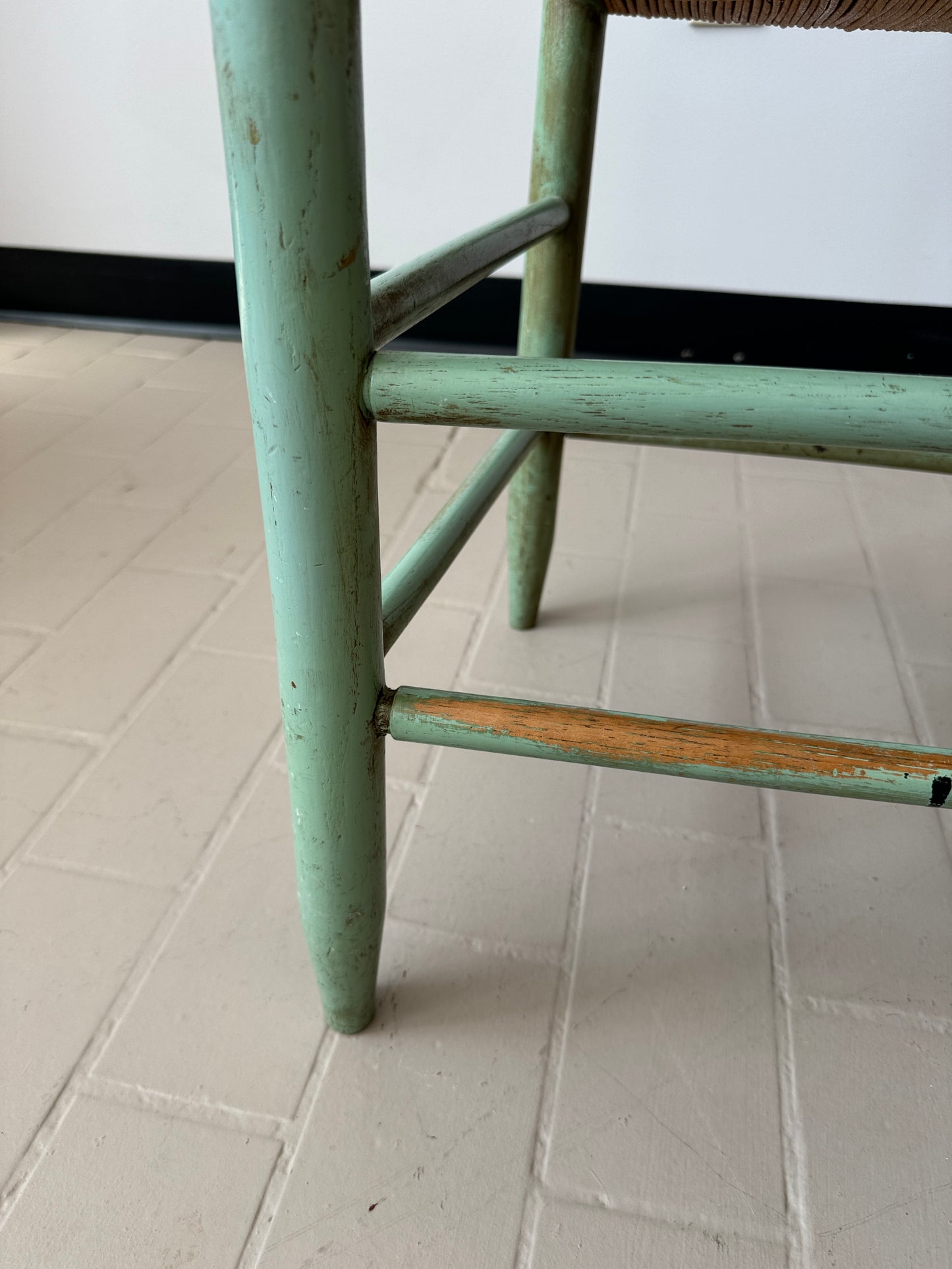 Vintage Handpainted Ladderback Chairs with Rush Seats