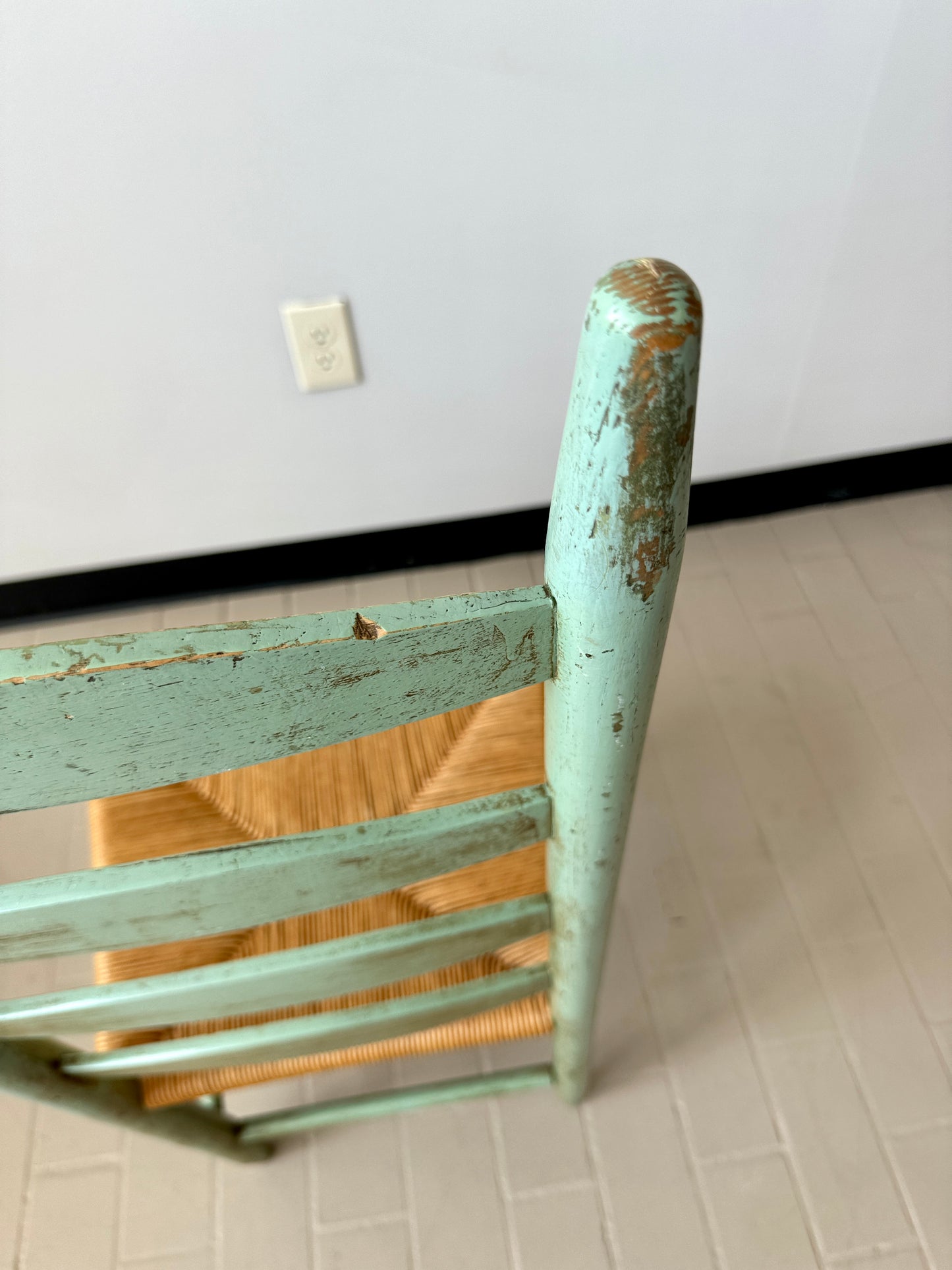 Vintage Handpainted Ladderback Chairs with Rush Seats