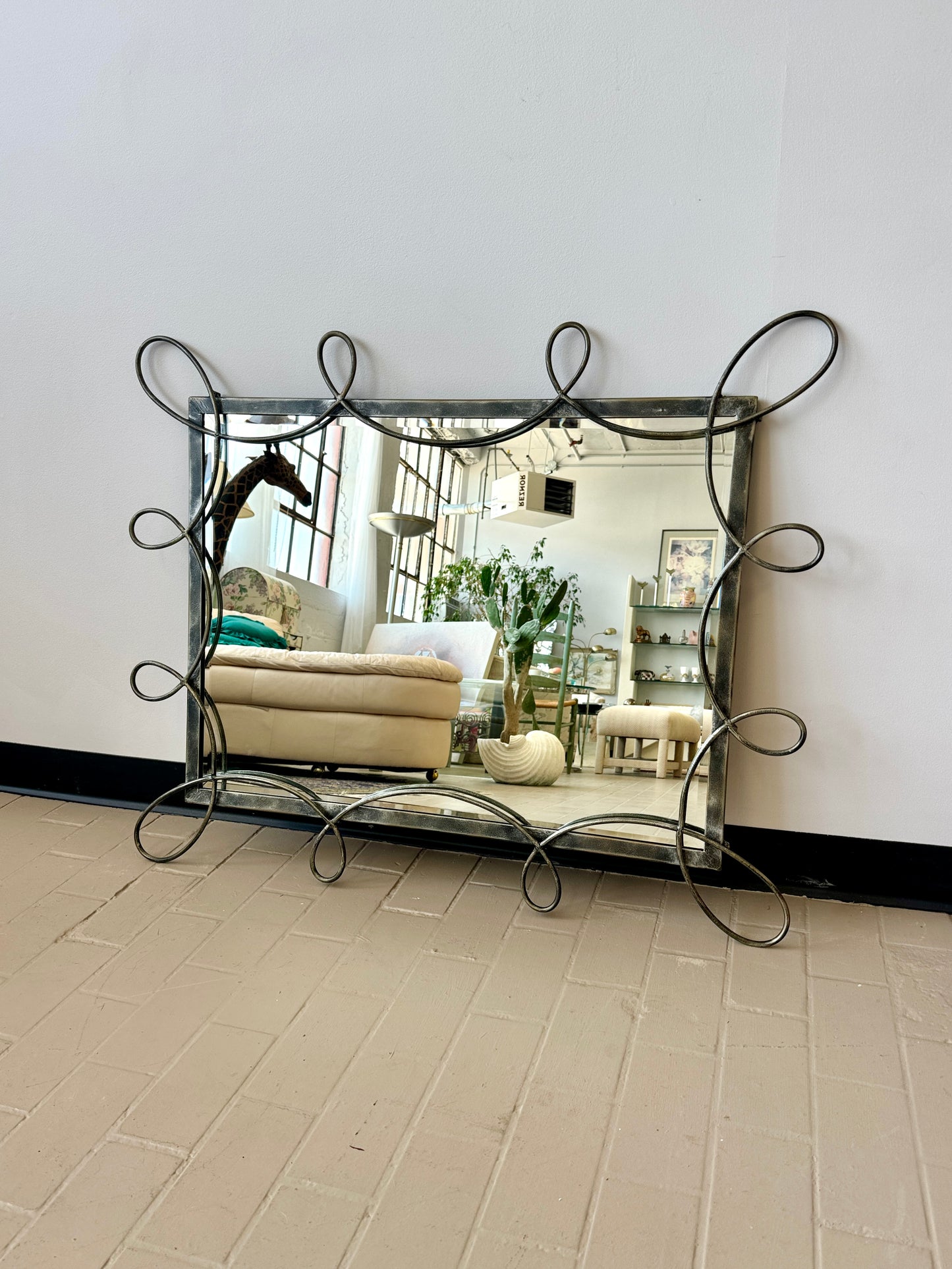 Postmodern Wrought Iron Swirl Mirror