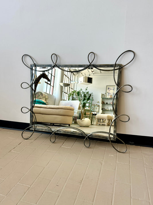 Postmodern Wrought Iron Swirl Mirror