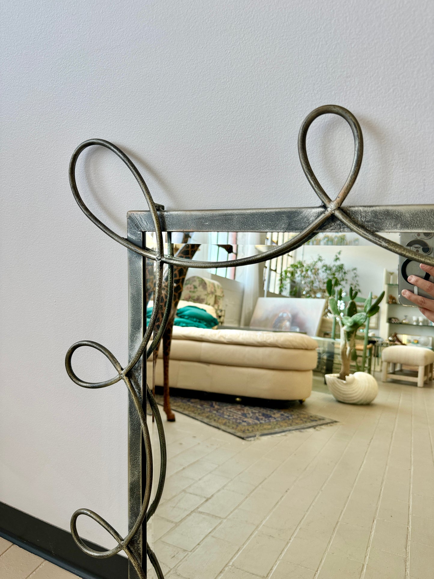 Postmodern Wrought Iron Swirl Mirror