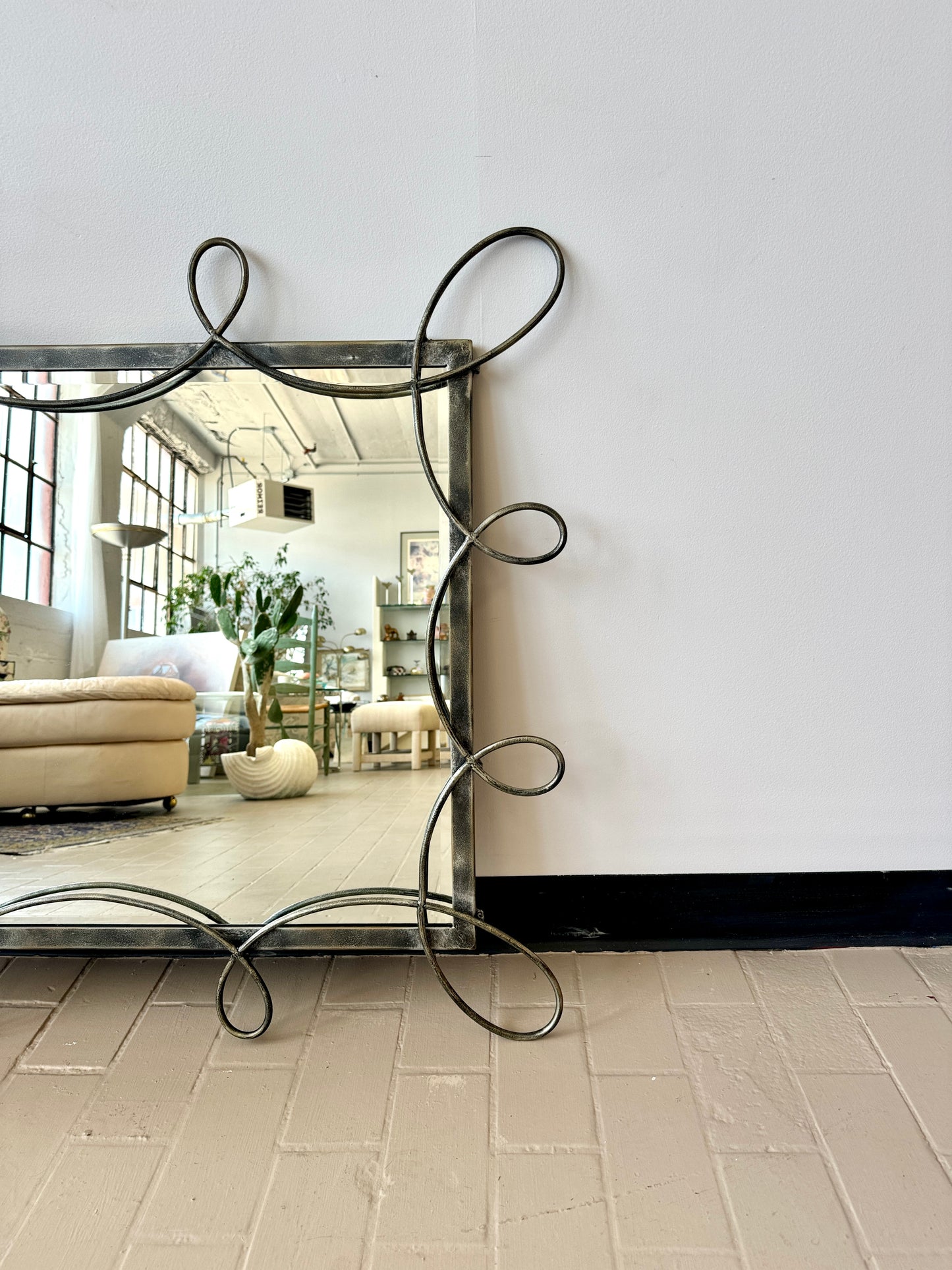 Postmodern Wrought Iron Swirl Mirror