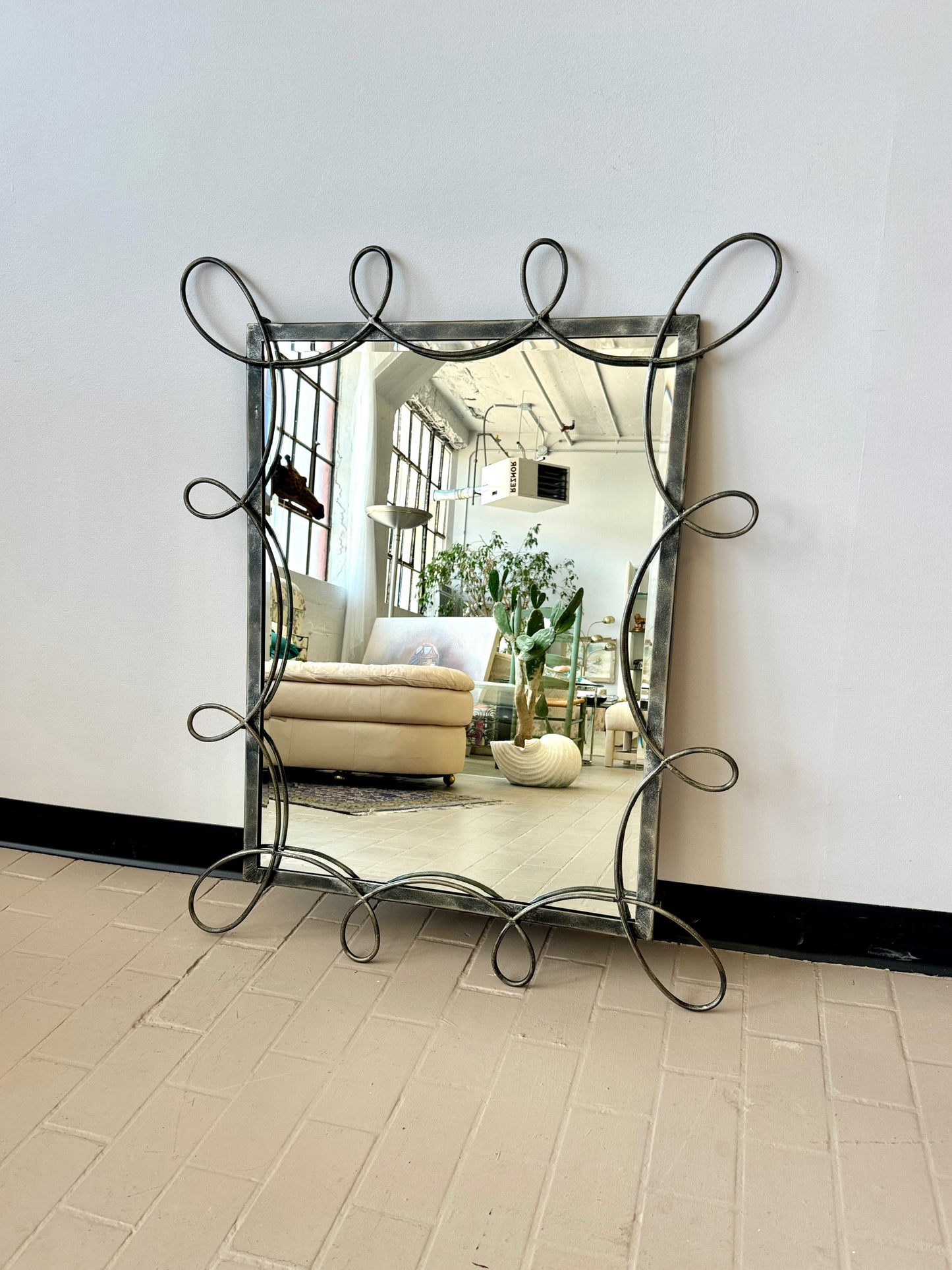 Postmodern Wrought Iron Swirl Mirror