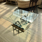 Postmodern Travertine and Glass Coffee Table