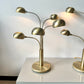 Vintage 1980s Brushed Brass Tiered 5 Arm Orb Table Lamps