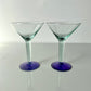 Vintage Postmodern Handblown Two Toned Martini Glasses