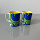 Vintage Pair 1979 Fitz and Floyd Tropical Parrot Coffee Cups