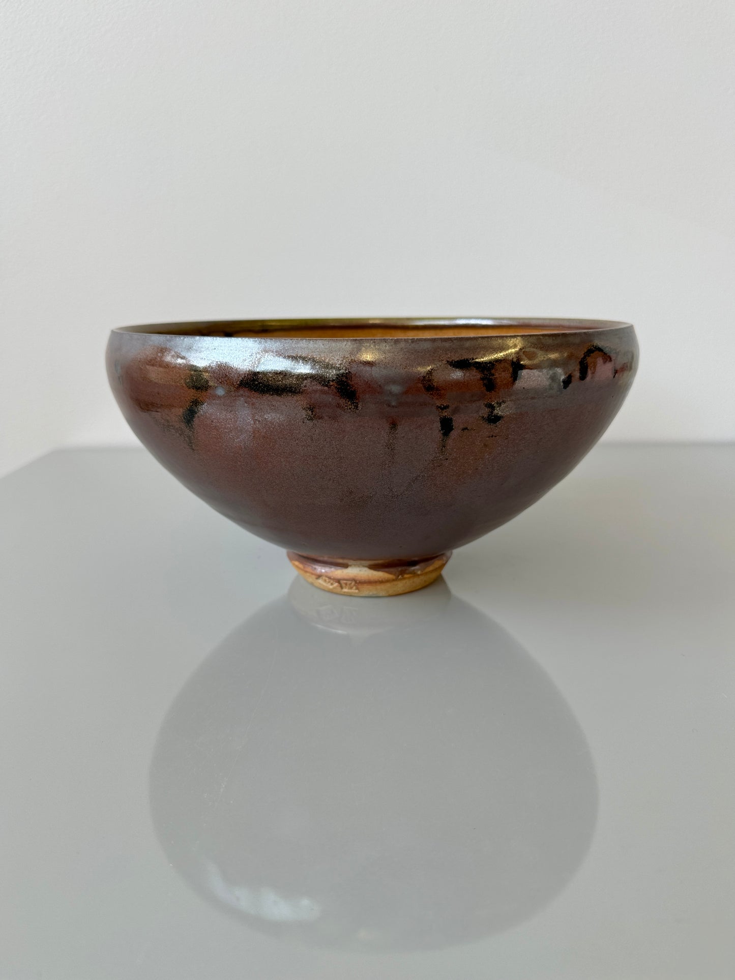 Large Vintage Metallic Studio Pottery Serving Bowl