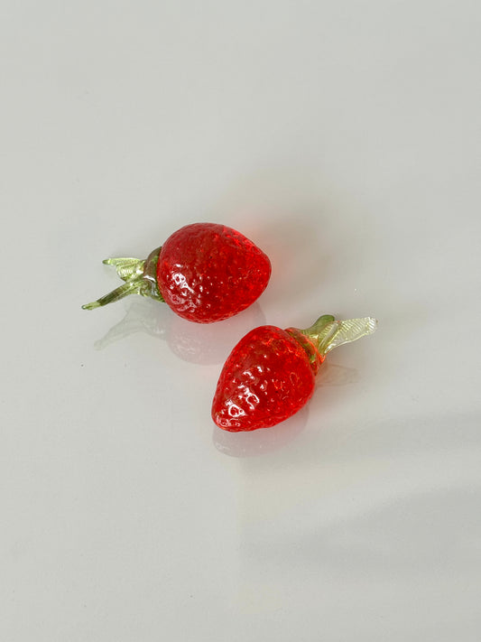 Vintage Handblown Glass Strawberries