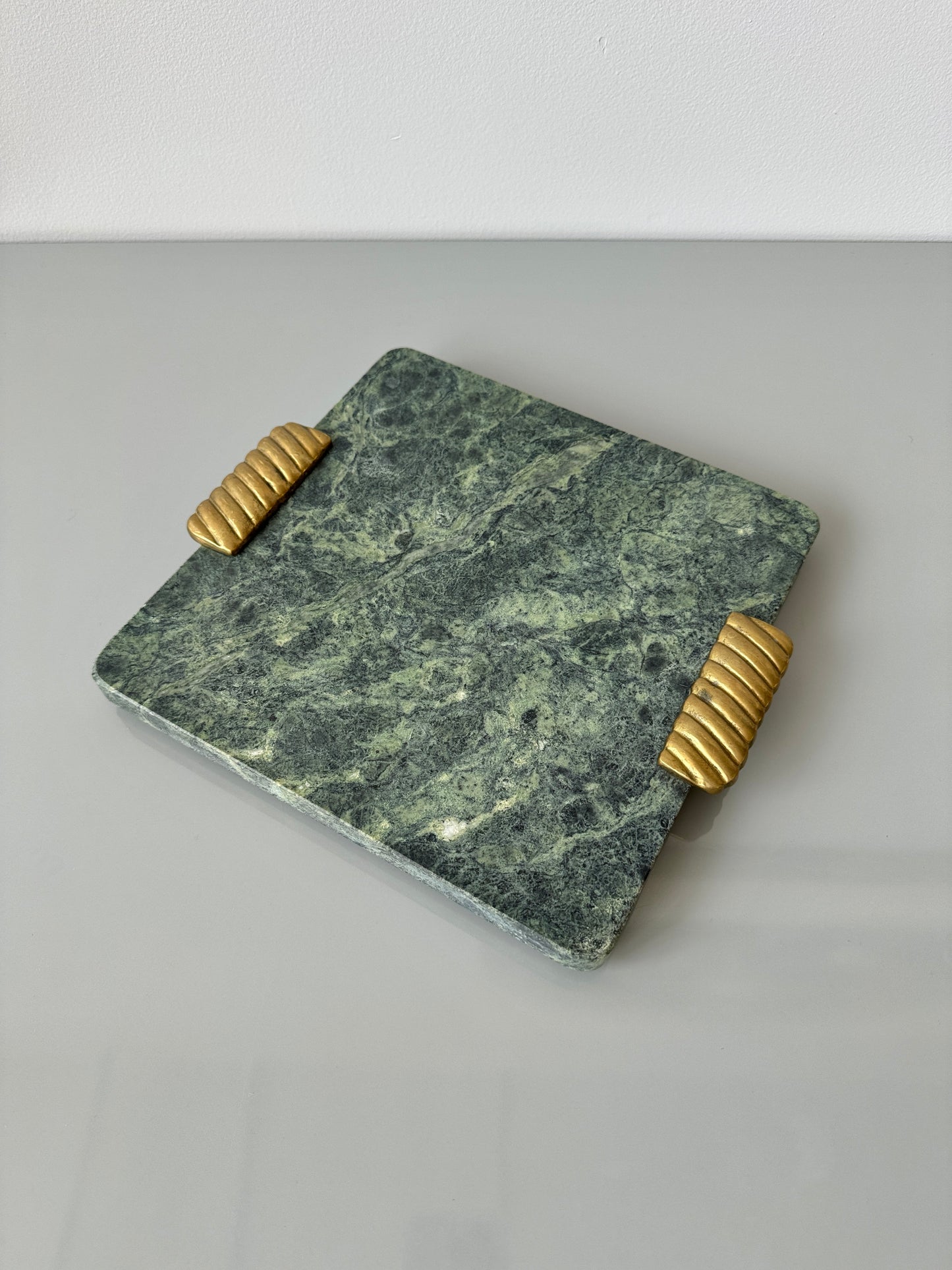 Vintage Mid Century Georges Briard Marble and Brass Cheese Board