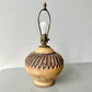 Vintage Studio Pottery Lamp with Pleated Grass Shade
