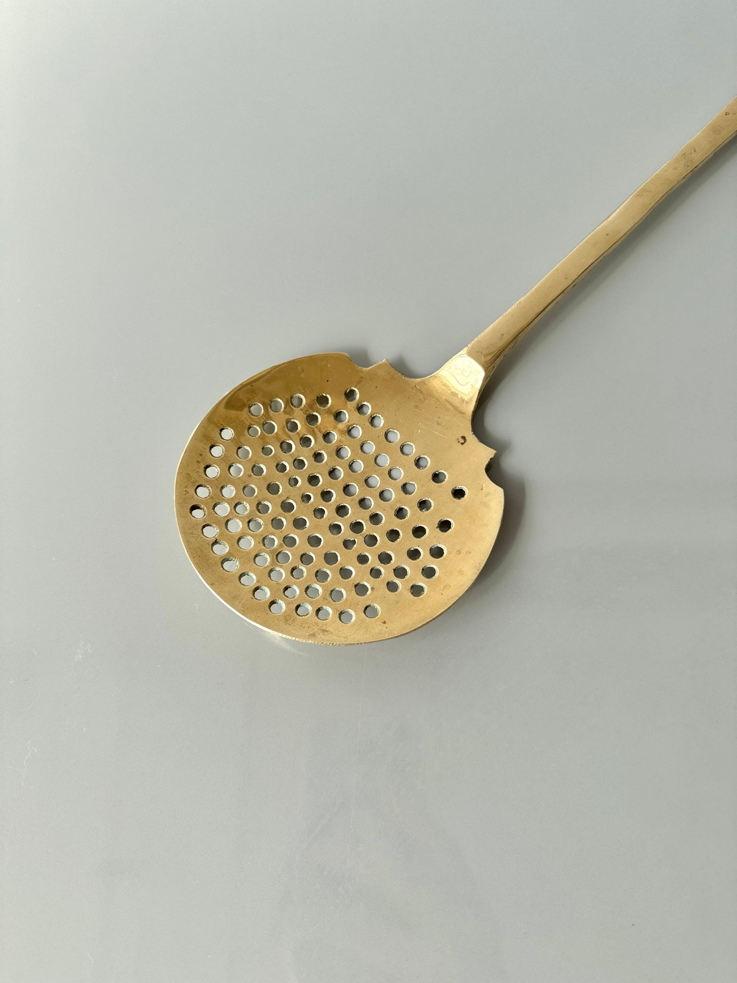 Large Vintage Slotted Brass Spoon