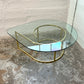 Vintage Hollywood Regency Teardrop Glass and Brass Coffee Table