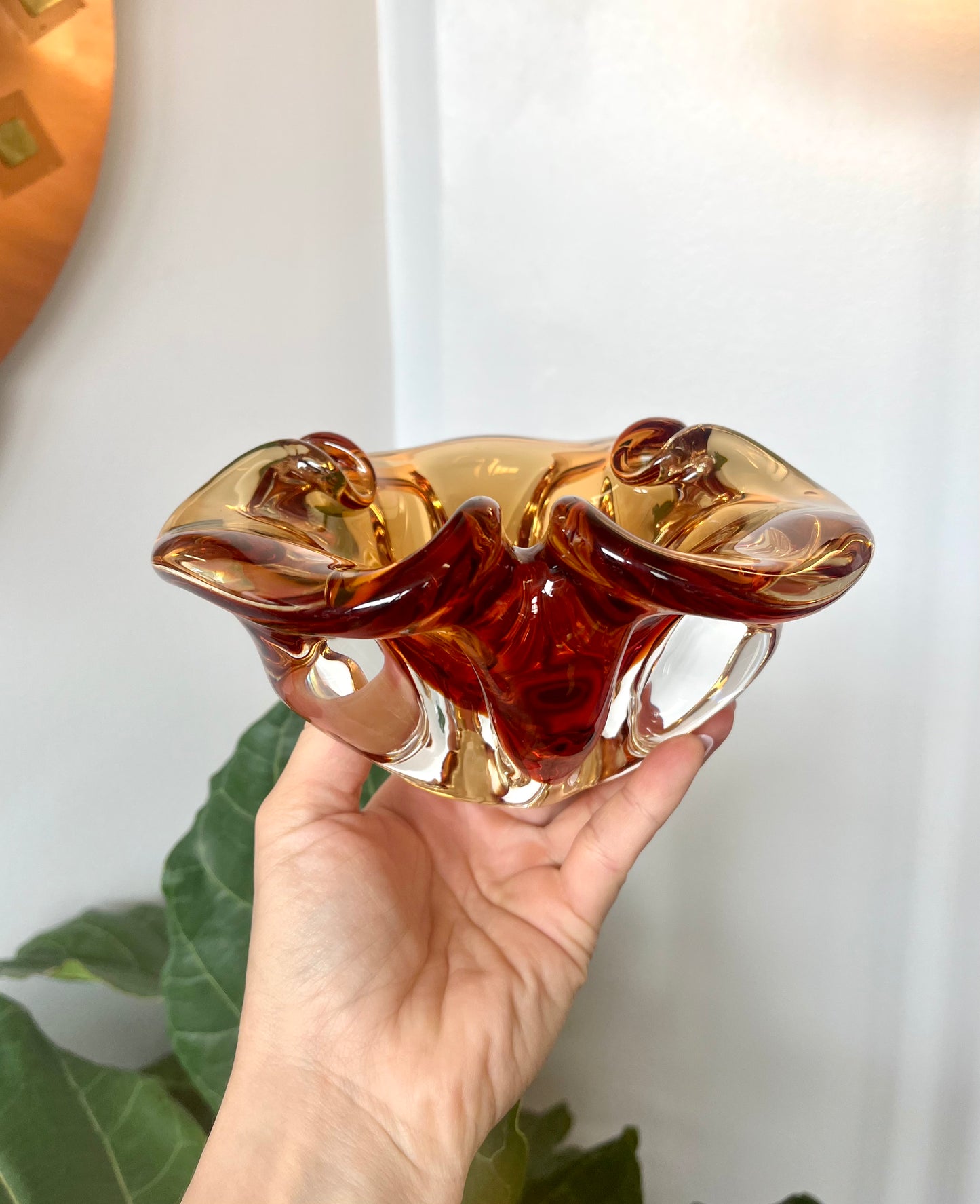 Vintage Amber Murano-style Glass Catch-all / Ashtray