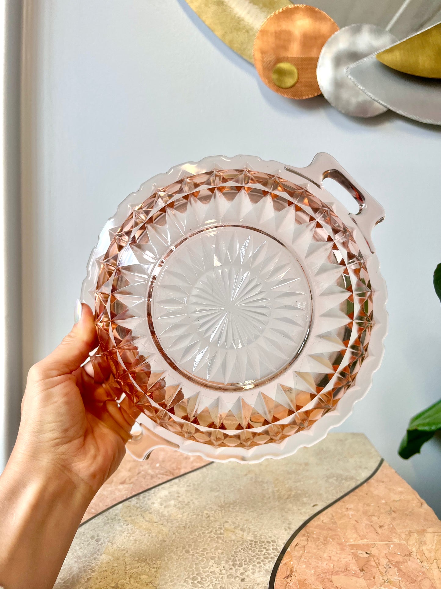 Vintage Jeanette “Windsor Pink” Depression Glass Serving Bowl