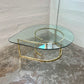 Vintage Hollywood Regency Teardrop Glass and Brass Coffee Table