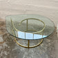 Vintage Hollywood Regency Teardrop Glass and Brass Coffee Table