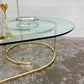 Vintage Hollywood Regency Teardrop Glass and Brass Coffee Table