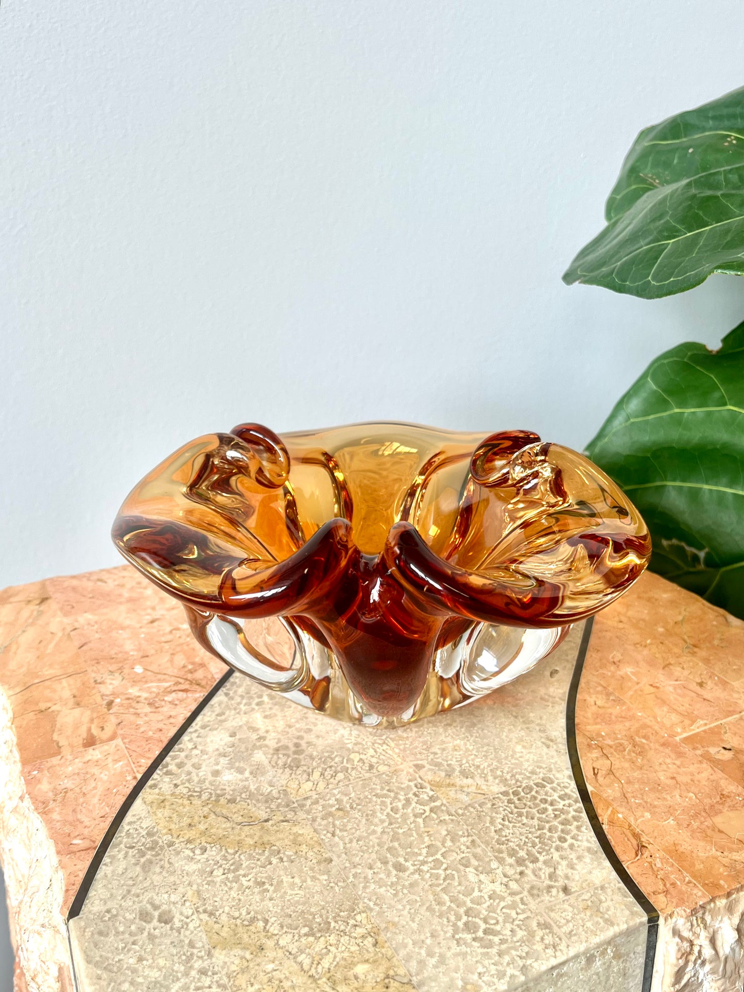 Vintage Amber Murano-style Glass Catch-all / Ashtray