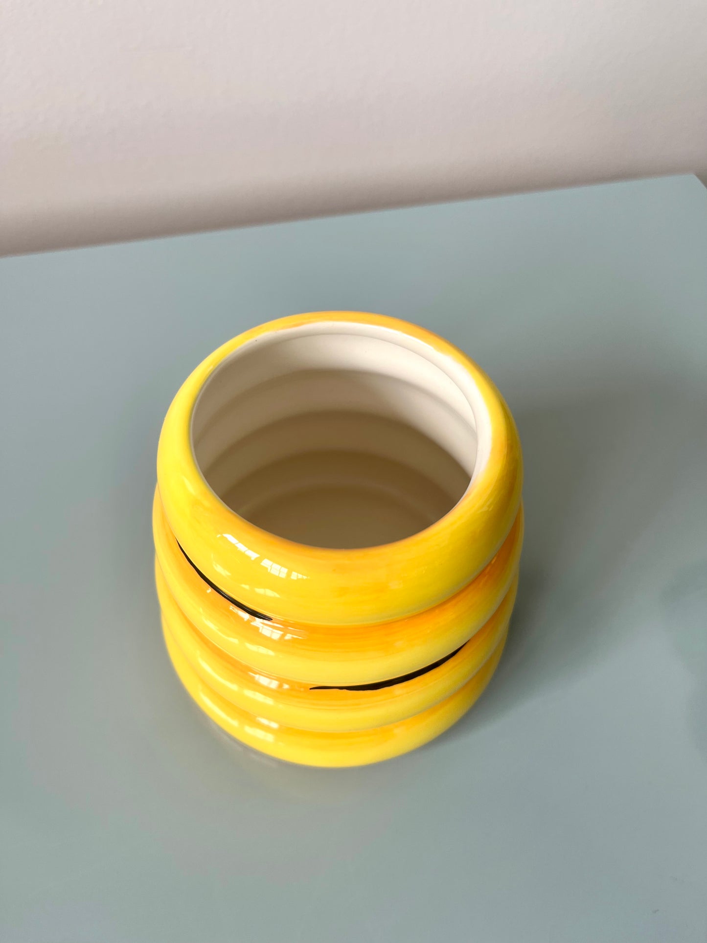 Vintage Yellow Ceramic Beehive Honey Pot