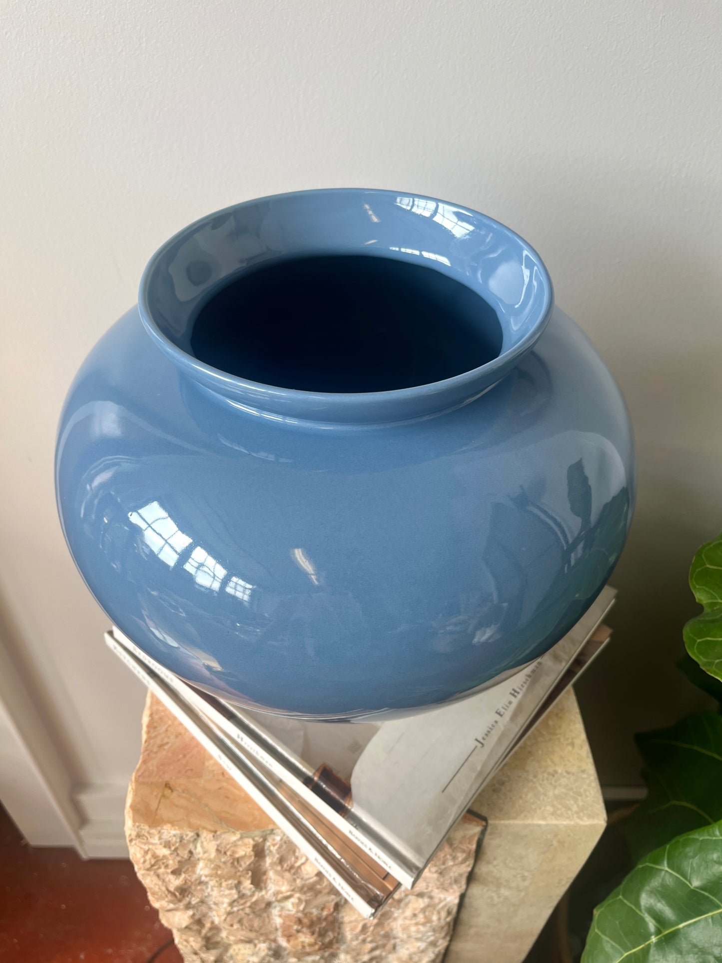 Large Vintage 1984 Steel Blue Haeger Planter / Vase