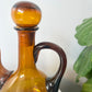 Vintage MCM Handblown Amber Glass Decanter and Cordial Set