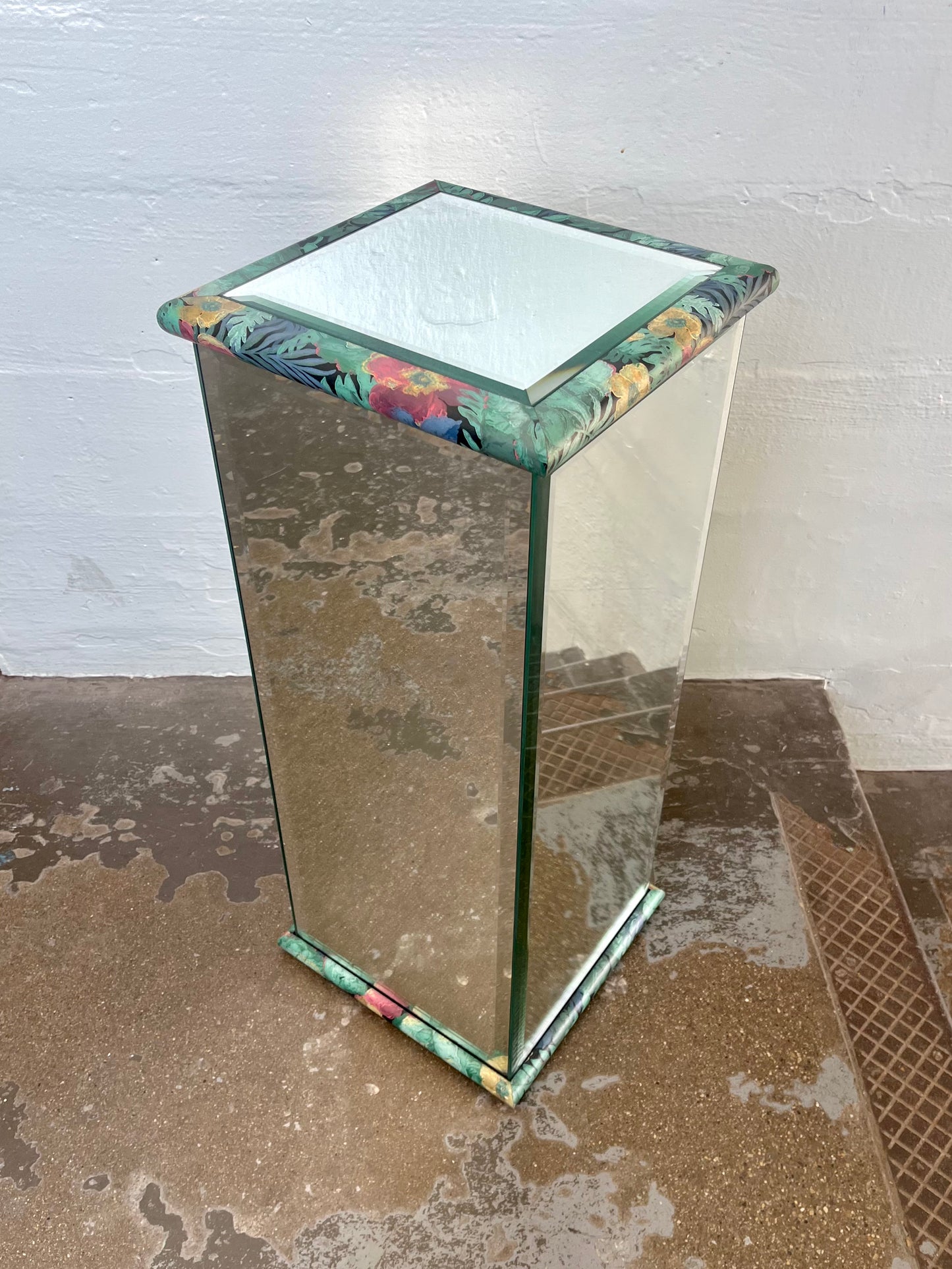 Vintage Mirrored Pedestals with Floral Accents