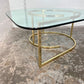 Vintage Hollywood Regency Teardrop Glass and Brass Coffee Table