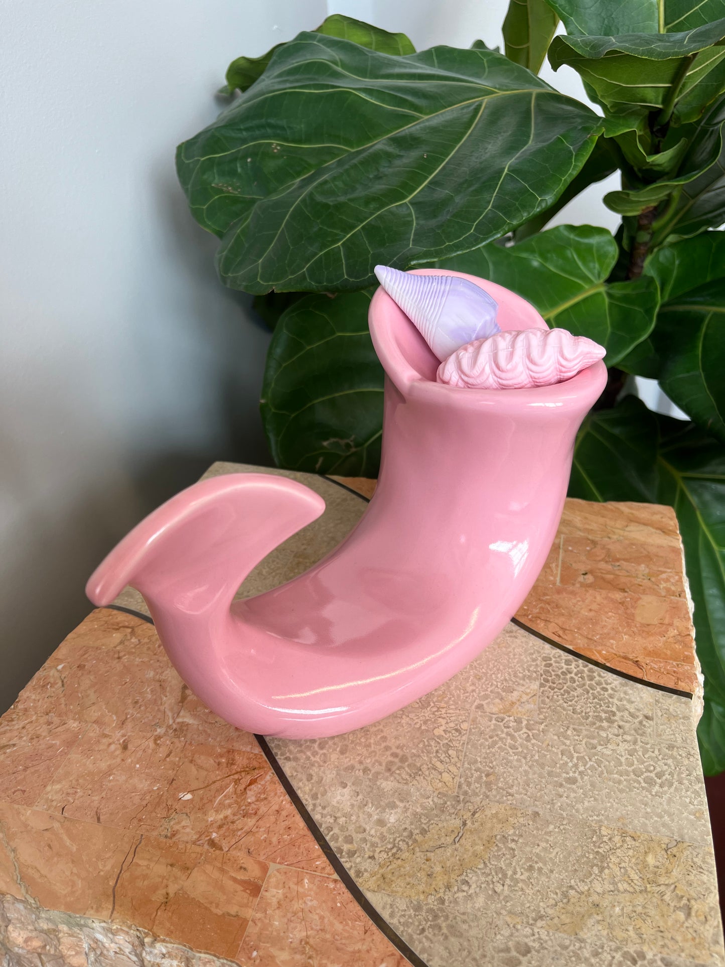 Vintage 1980s Pink Ceramic Whale Soap Dish