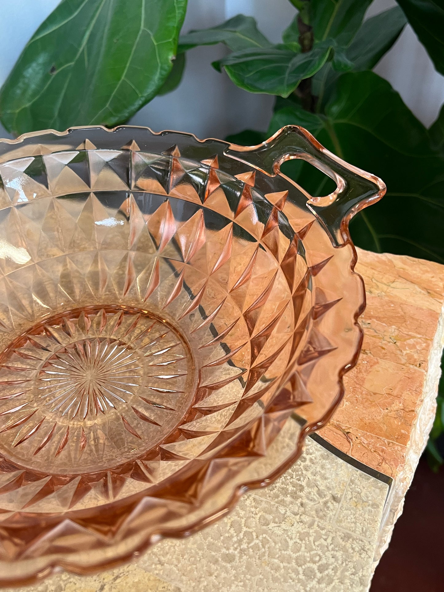 Vintage Jeanette “Windsor Pink” Depression Glass Serving Bowl