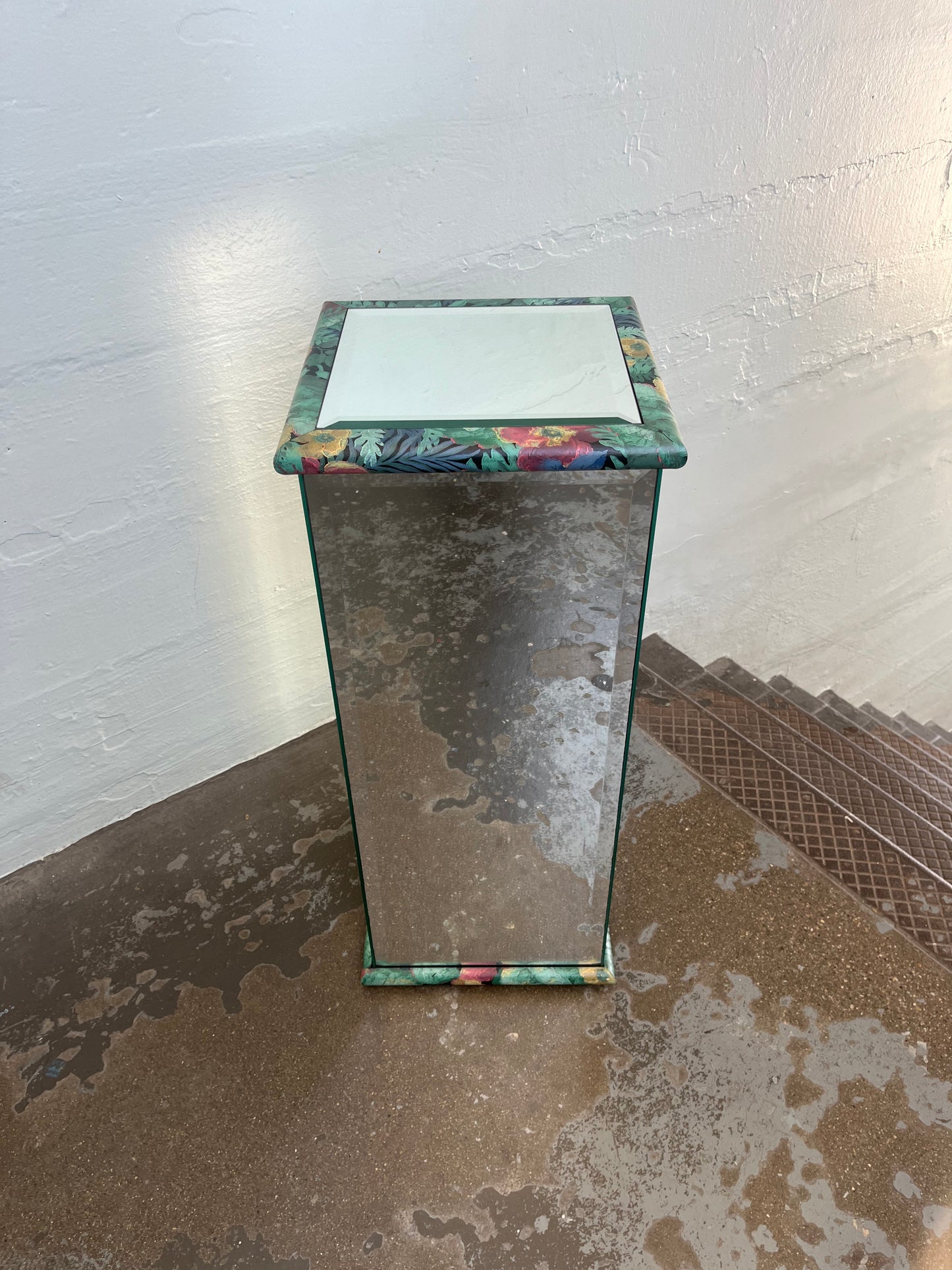 Vintage Mirrored Pedestals with Floral Accents