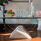 Vintage Postmodern Italian Travertine & Glass Coffee Table