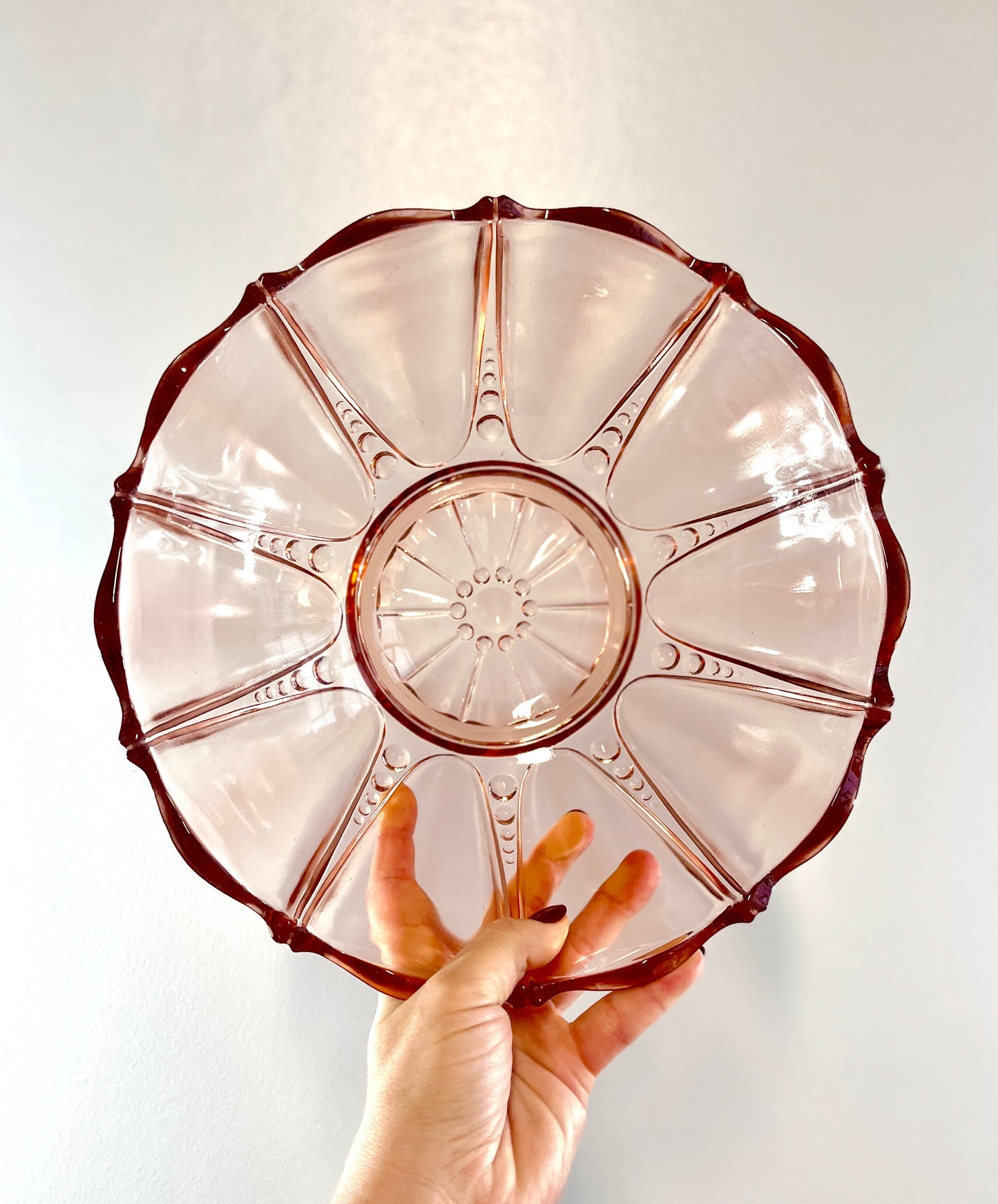 Pink Depression Glass Serving Bowl and Platter
