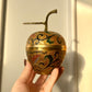 Vintage Brass Cloisonné Apple Trinket Box