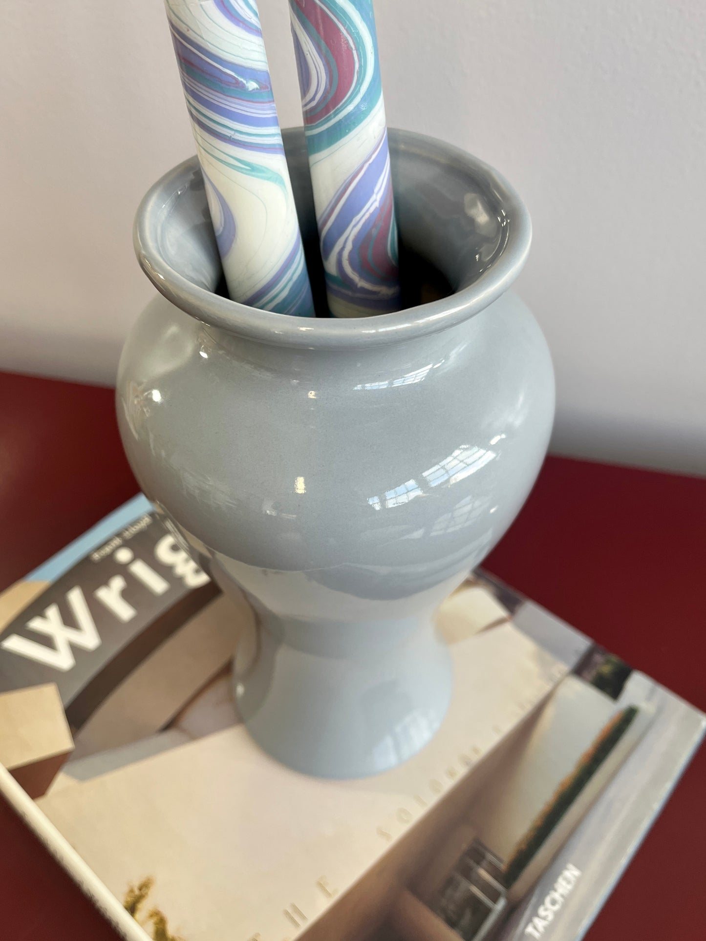 Vintage Soft Grey Urn-shaped Vase